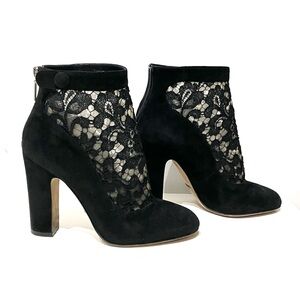 Dolce & Gabbana Black Suede Lace Ankle Boots 38